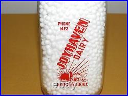Vintage Old 1950 Joyhaven Dairy Harpursville Ny 1 One Quart Milk Bottle