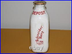 Vintage Old 1967 Schneider Dairy Lancaster Ny 1 One Quart Milk Bottle