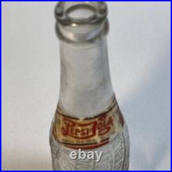 Vintage Pepsi Long Island New York Paper Label Double Dot Clear 12 Oz. Bottle