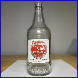 Vintage Ramapo Club Beverages ACL Soda Glass Bottle Suffern Bottling NY Antique