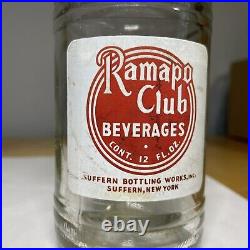 Vintage Ramapo Club Beverages ACL Soda Glass Bottle Suffern Bottling NY Antique