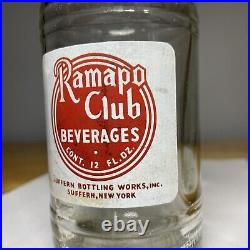 Vintage Ramapo Club Beverages ACL Soda Glass Bottle Suffern Bottling NY Antique