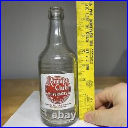 Vintage Ramapo Club Beverages ACL Soda Glass Bottle Suffern Bottling NY Antique