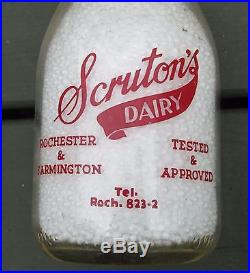 Vintage Red Pyro Milk Bottle SCRUTONS DAIRY ROCHESTER & FARMINGTON NY