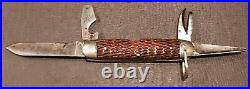 Vintage Schrade Scouts Prepare Cut Co. Walden NY Jigged Bone Pocket Knife