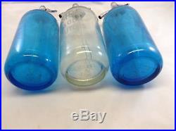 Vintage Seltzer Bottle Lot (3) Blue, Clear, and Blue NY area Bottles
