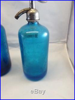 Vintage Seltzer Bottle Lot (3) Blue bottles NY area Bottles Water/Soda