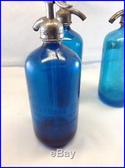 Vintage Seltzer Bottle Lot (3) Blue bottles NY area Bottles Water/Soda