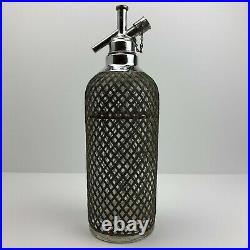 Vintage Sparklets New York Metal Wrapped Glass Seltzer Bottle 13 1/4 Tall