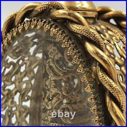 Vintage Stylebuilt NY 24K Gold Plated Filigree Perfume Bottle with Glass Wand