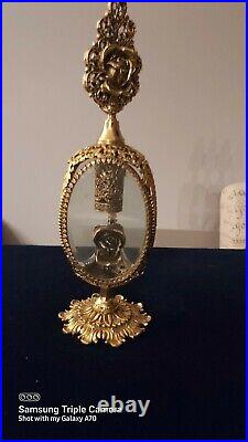 Vintage Stylebuilt NY Acc 24K Gold Plated Filigree Perfume 2 Bottles and Mirror