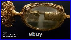 Vintage Stylebuilt NY Acc 24K Gold Plated Filigree Perfume 2 Bottles and Mirror