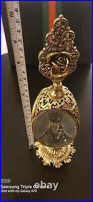 Vintage Stylebuilt NY Acc 24K Gold Plated Filigree Perfume Bottle with Glass Wand