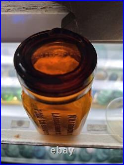 Vintage Wilford Hall laboratories Port Chester New York Amber jar with glass lid