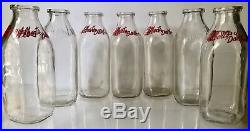 Vtg Albert's Dairy 1967-69 7 Pc Lot Glass Milk Bottlesquarthuntington LI Ny