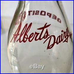 Vtg Albert's Dairy 1967-69 7 Pc Lot Glass Milk Bottlesquarthuntington LI Ny