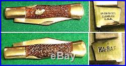 Vtg Blade Usa Old NY Made KA-BAR COKE BOTTLE Knife #1 DOG HEAD Bone LK Fold Case