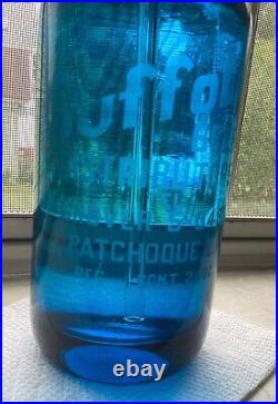 Vtg Blue Seltzer Bottle SUFFOLK L. I. NY MADE IN CZECHOSLOVAKIA