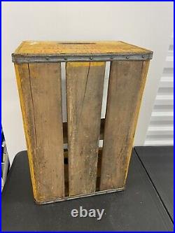 Vtg Coca Cola Yellow Crate 8 Tall New York City Wood Coke Soda Bottle Carrier