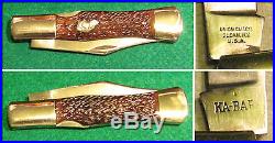 Vtg NY Pocket Blade KA-BAR DOG Head COKE Bottle Knife #1 Thin Bone Case Handles