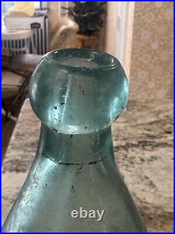 Vtg rare slug plt embossed aqua Blob Top bottle Kirsch & Herfel Brooklyn N. Y