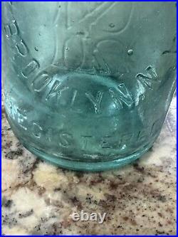 Vtg rare slug plt embossed aqua Blob Top bottle Kirsch & Herfel Brooklyn N. Y