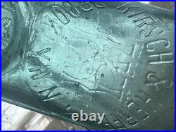 Vtg rare slug plt embossed aqua Blob Top bottle Kirsch & Herfel Brooklyn N. Y