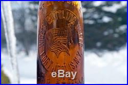 WICES BOTTLING WORKS PORT JERVIS N. Y. Rare Picture Blob Top Amber Beer Bottle