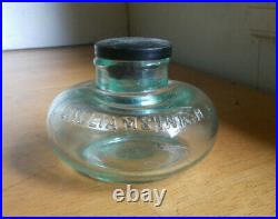 WILLIAMS INK NY RARE EMB 1880s UNIQUE SQUAT SHAPE INK BOTTLE WITH STOPPER