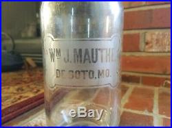 WM MAUTHE SODA SELTZER SYPHON BOTTLE DESOTO MO Rare John Matthews Trademark NY