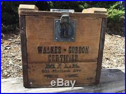 Walker -Gordon Certified Milk Box Primitive Wooden Antique 501 Madison Ave NY