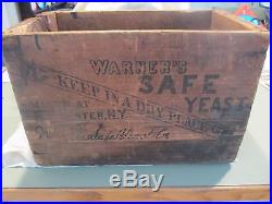 Warner's Safe Cure Rochester NY Yeast Box Crate bottle Wooden