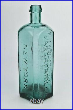 Whittled Icy Blue Old Dr. Townsend's Sarsaparilla Bottle New York Iron Pontil