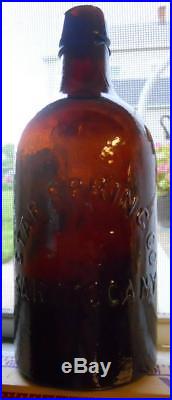 Whittled Pint Amber Star Spring Saratoga New York Mineral Spring Water Bottle