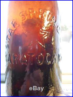 Whittled Pint Amber Star Spring Saratoga New York Mineral Spring Water Bottle