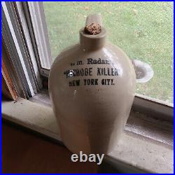 Wm RADAM'S MICROBE KILLER NEW YORK CITY 1890s QUACK MED STONEWARE GALLON JUG