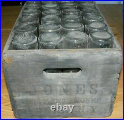 Wood Crate of 24 Johnnie Collins & Jones Soda Bottles 1920's Fonda, NY DIRTY