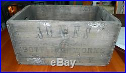 Wood Crate of 24 Vintage Johnnie Collins & Jones Soda Bottles 1920's Fonda, NY