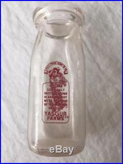 Woodstock Yasgur Dairy Farms Bethel NY milk bottle 1956 Half pint RARE