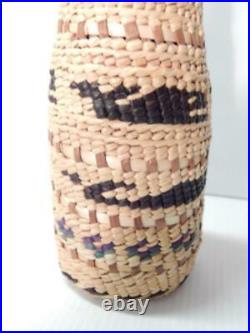 Xtra Tall Whales + Birds Pictorial Vintage Makah / Nootka Indian Bottle Basket