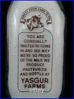 Yasgur Quart Dairy Milk Bottle Woodstock Festival Bethel NY Excellent condition