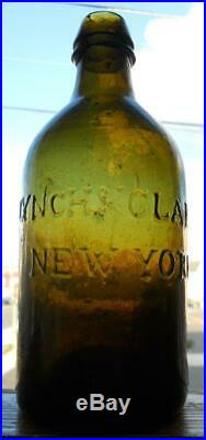 Yellow Olive Green Lynch & Clarke Saratoga New York Mineral Spring Water Bottle
