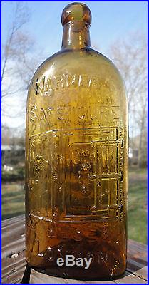 Yellow Warners Safe Cure Nice Cond c1890 Clean Strong Emboss NY London Med